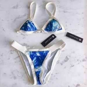 Solé East Blue and White Triangle Bikini Top and Bottom Size XS